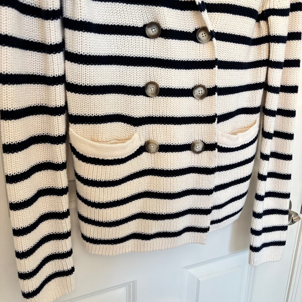 NWT Loft XS Stripe Ribbed Double Breasted Sweater Jacket - Picture 8 of 9